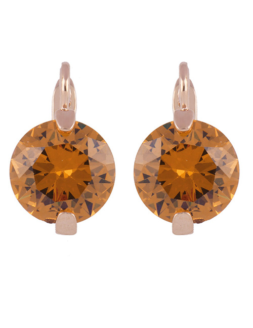 Fashion Gold Round Geometric Zircon Earrings