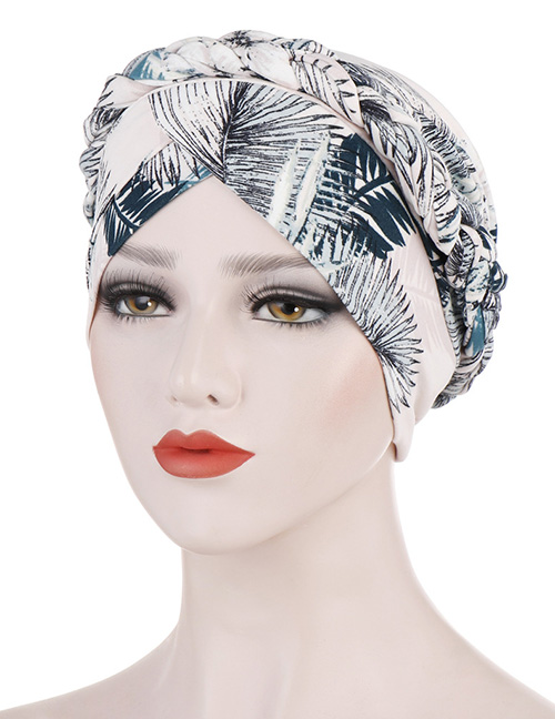 Fashion Gray Printed Brushed Milk Silk Muslim Headscarf Cap