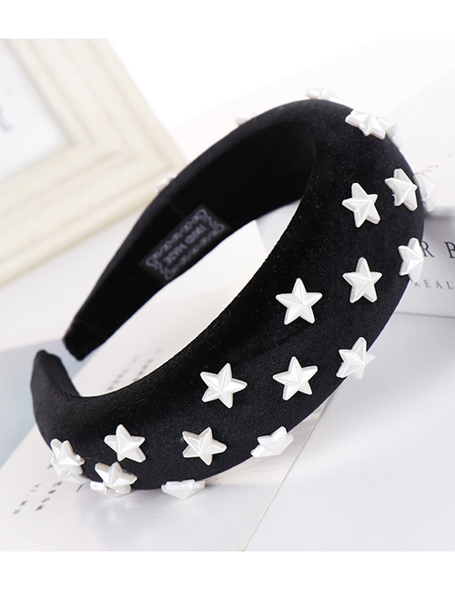 Fashion Black Sponge Five-pointed Star Wide-brimmed Headband
