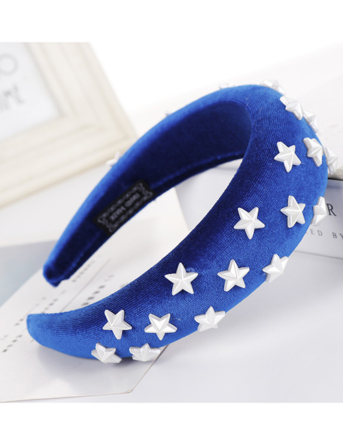 Fashion Royal Blue Sponge Five-pointed Star Wide-brimmed Headband