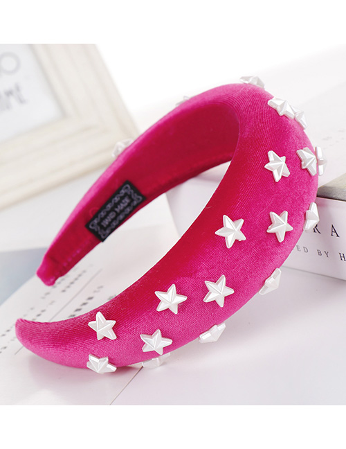 Fashion Rose Red Sponge Five-pointed Star Wide-brimmed Headband