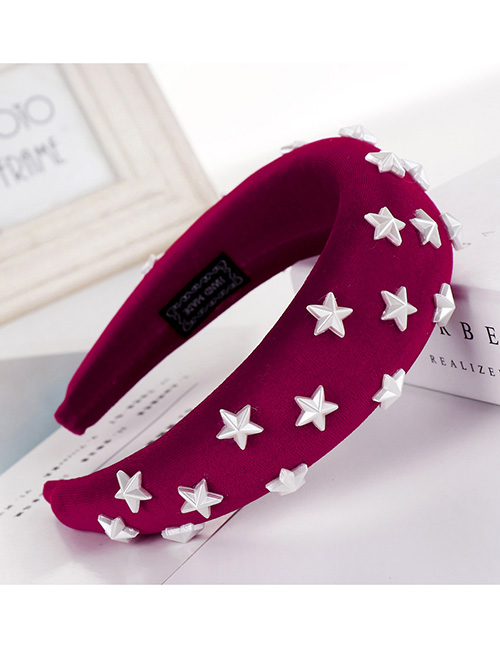 Fashion Wine Red Sponge Five-pointed Star Wide-brimmed Headband
