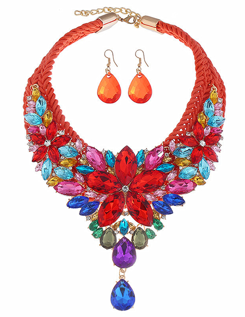 Fashion Color Woven Twist-studded Diamond-studded Earrings Set