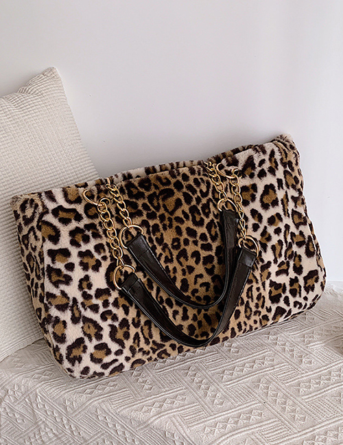 Fashion Leopard Plush Chain Shoulder Bag