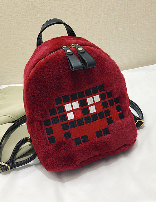 Fashion Red Cartoon Plush Backpack