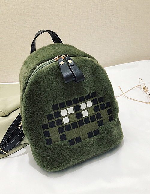 Fashion Green Cartoon Plush Backpack
