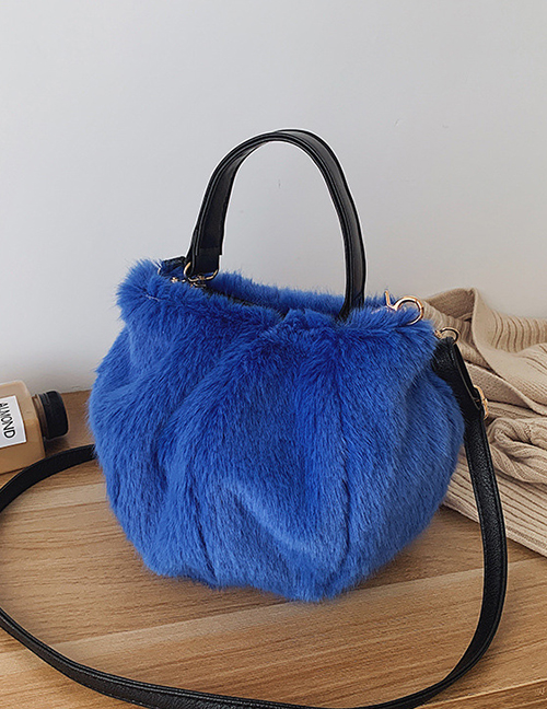 Fashion Royal Blue Stitching Plush Shoulder Bag Shoulder Bag