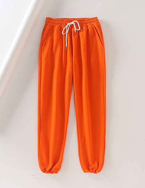 Fashion Orange High Waist And Straight Leg Pants