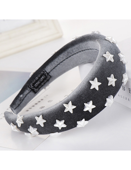 Fashion Gray Sponge Five-pointed Star Wide-brimmed Headband