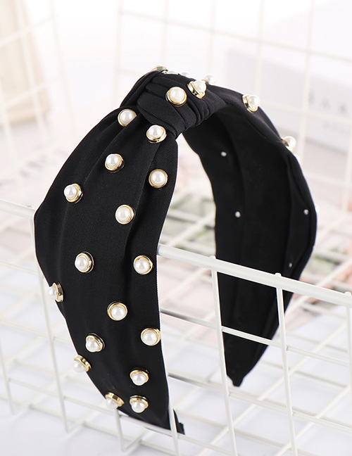 Fashion Black Shaped Diamond Bead Knotted Headband
