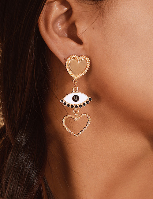 Fashion Gold Hollow Love Eye Earrings