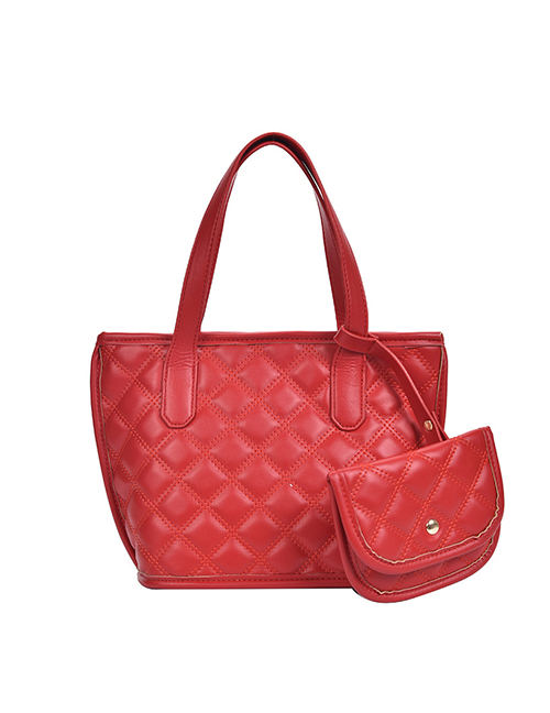 Fashion Small Red Embroidery Line Rhombic Shoulder Bag Shoulder Bag