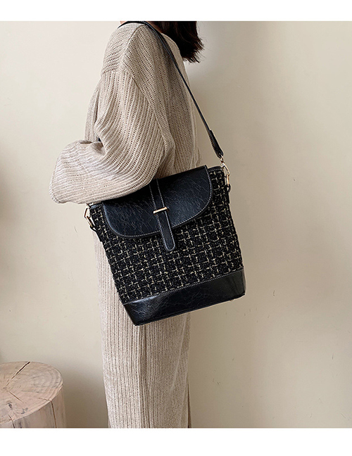Fashion Black Contrast Shoulder Shoulder Bag