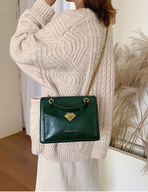 Fashion Green Chain Embroidery Line Shoulder Messenger Bag