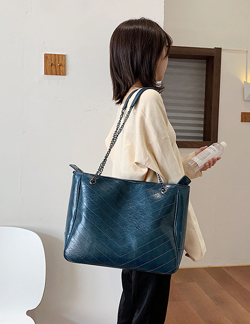 Fashion Blue Embroidery Chain Single Shoulder Messenger Bag