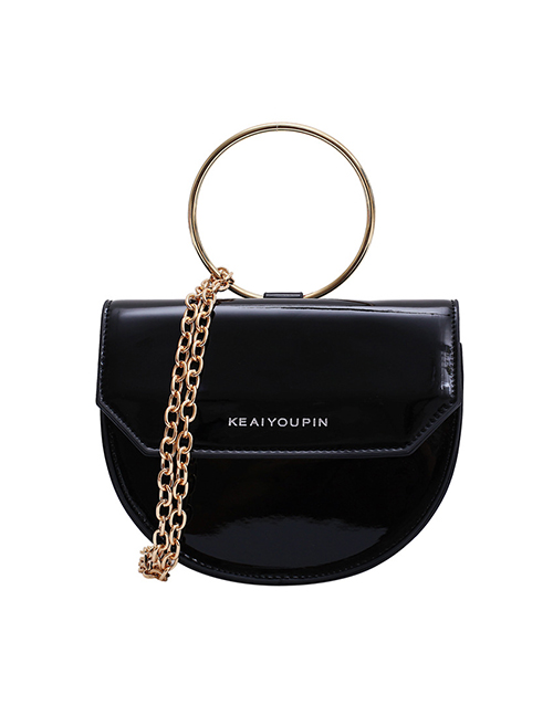 Fashion Black Trumpet Chain Semi-circular Shoulder Bag