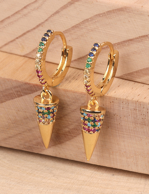 Fashion Gold Zirconium Awl Earrings