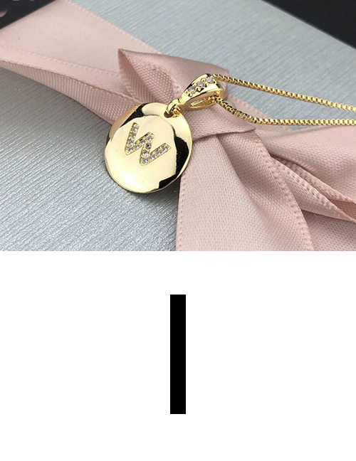 Fashion I Gold Glossy Diamond-plated Copper Plated Zircon English Alphabet Curved Necklace