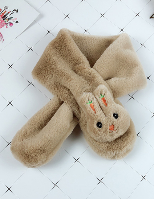Fashion Khaki Cartoon Rabbit Furry Cross Children's Bib
