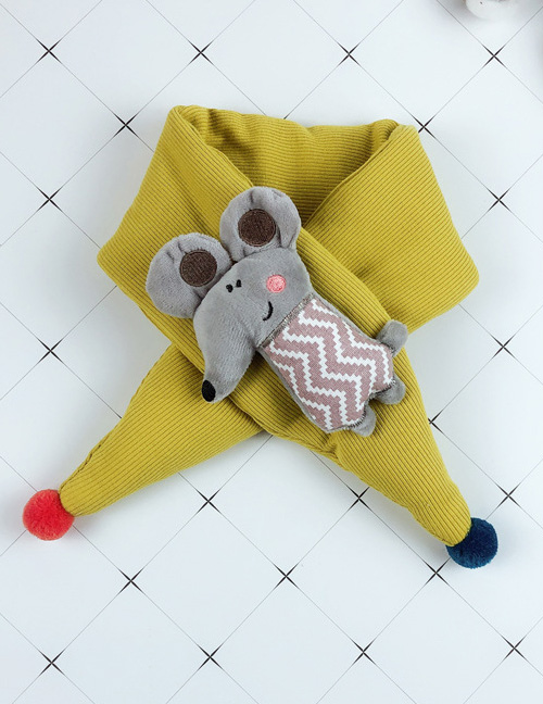 Fashion Yellow Cartoon Mouse Baby Cotton Padded Quilted Scarf