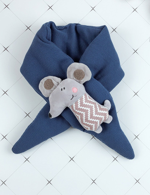 Fashion Blue Cartoon Mouse Baby Cotton Padded Quilted Scarf