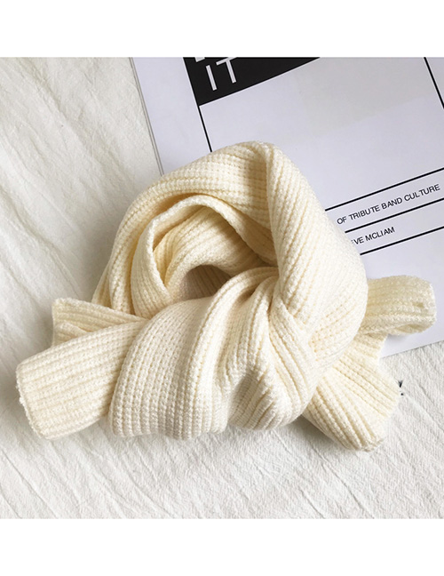 Fashion White Knitted Pit Short Scarf