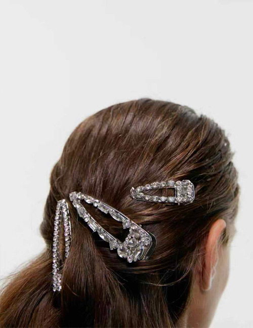 Fashion Silver Alloy Diamond Duckbill Hair Clip Set
