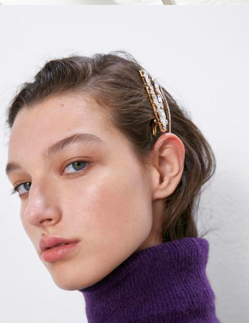 Fashion Gold Alloy Diamond Hair Clip Set