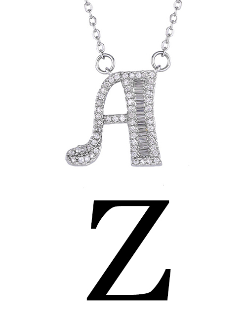 Fashion Z Silver English Alphabet Adjustable Necklace