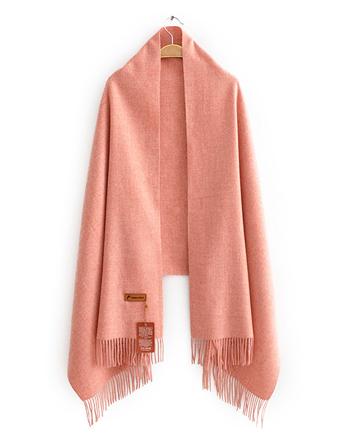 Fashion Flower Pink Solid Color Cashmere Fringed Scarf Shawl