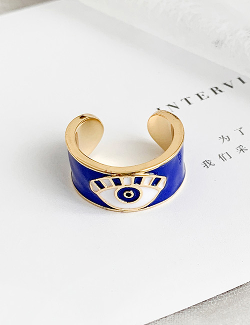 Fashion Royal Blue Copper Love Eye Ring