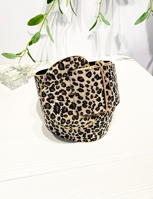 Fashion Leopard Pu Suede Animal Print Semicircular Shape Belt