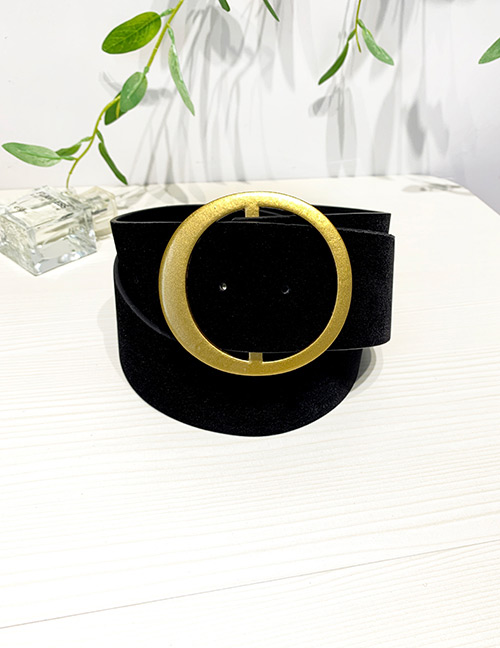Fashion Black Alloy Pudding Round Belt