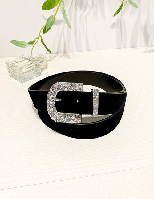 Fashion Black Alloy Diamond-studded Geometric Belt