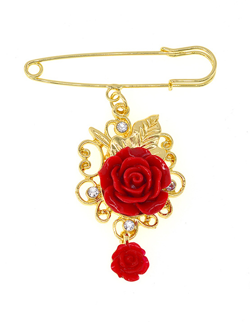 Fashion Red Rose Brooch