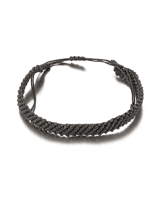 Fashion Gray Wax Line Wide Side Bracelet