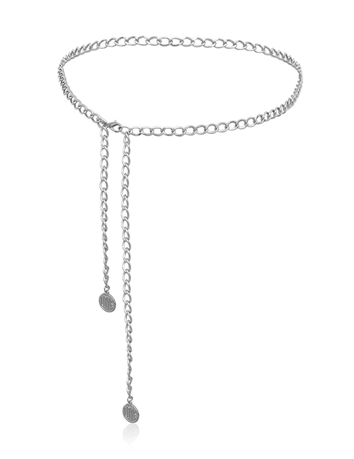 Fashion White K Letter Geometry Single Layer Love Tassel Waist Chain