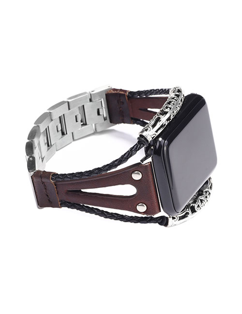 Fashion Brown Leather Stainless Steel Watch (for Apple Iwatch3/4)