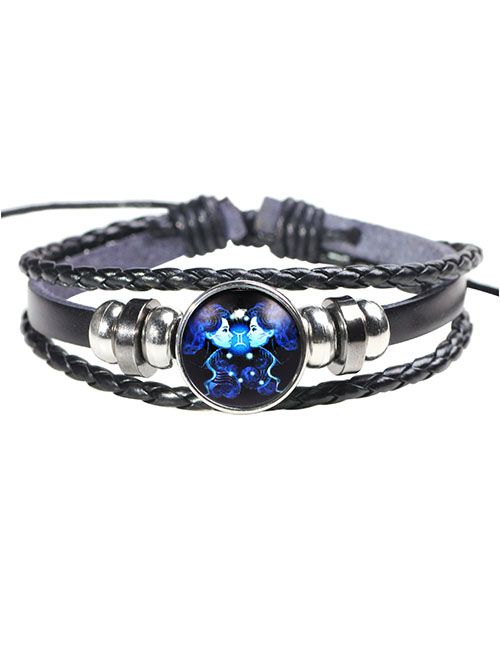 Fashion Gemini Twelve Constellation Leather Bracelet