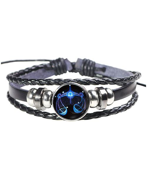 Fashion Libra Twelve Constellation Leather Bracelet