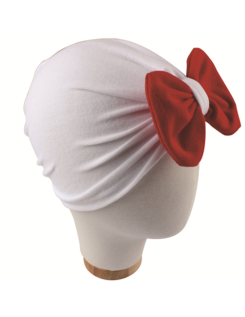Fashion White + Red Contrast Bow Baby Cap