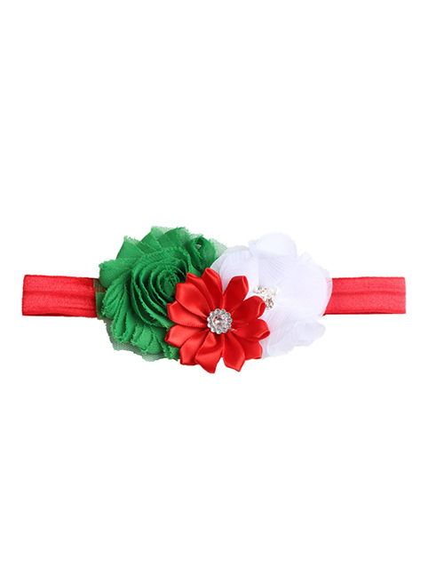 Fashion Red Multi-angle Flower Old Flower With Diamond Hair Band