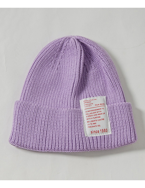 Fashion Purple 1980 Labeling Knitted Wool Cap Adult (56-60)