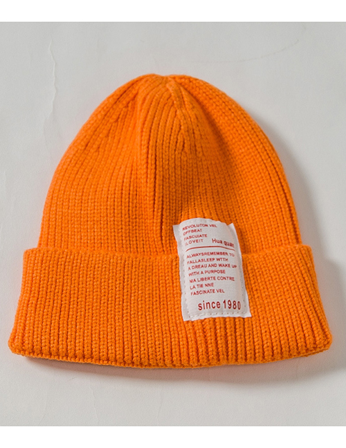 Fashion Orange 1980 Labeling Knitted Wool Cap Adult (56-60)
