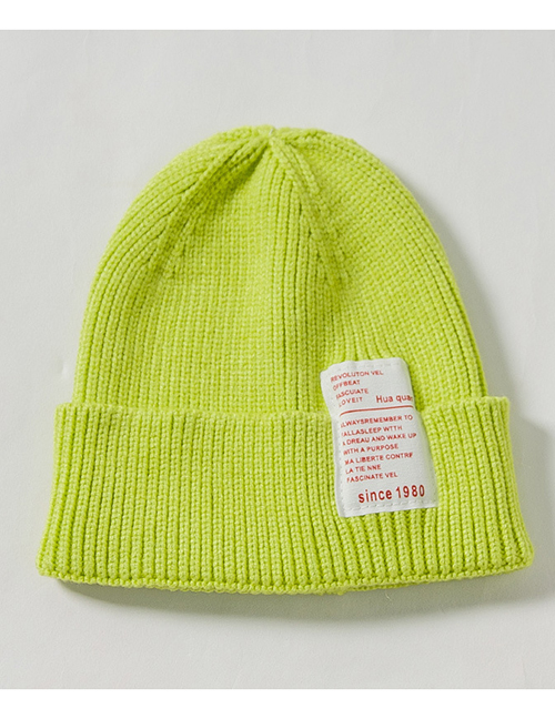 Fashion Avocado Green 1980 Labeling Knitted Wool Cap Adult (56-60)