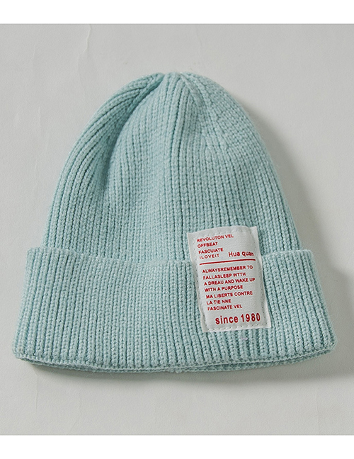 Fashion Sky Blue 1980 Labeling Knitted Wool Cap Adult (56-60)