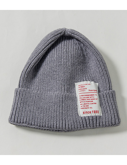 Fashion Gray 1980 Labeling Knitted Wool Cap Adult (56-60)