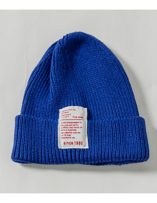 Fashion Royal Blue 1980 Labeling Knitted Wool Cap Adult (56-60)