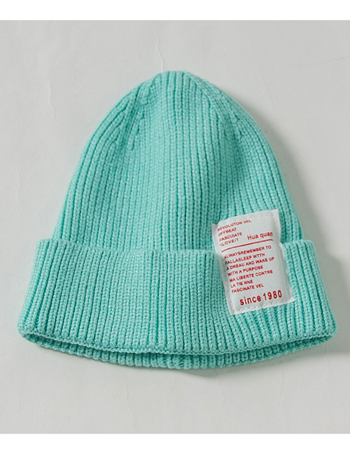Fashion Lake Blue 1980 Labeling Knitted Wool Cap Adult (56-60)