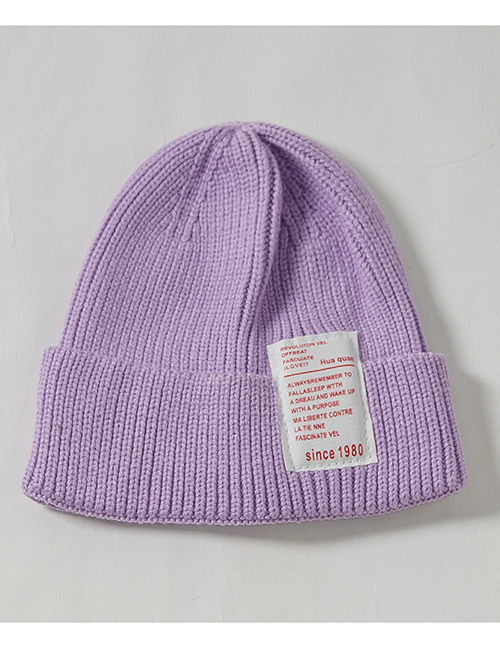 Fashion Purple 1980 Labeling Knitted Wool Cap Children (48-52)